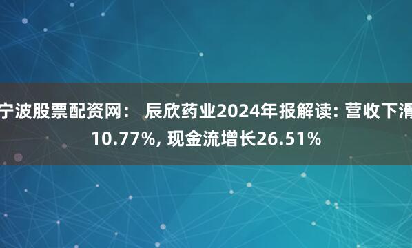宁波股票配资网： 辰欣药业2024年报解读: 营收下滑10.77%, 现金流增长26.51%