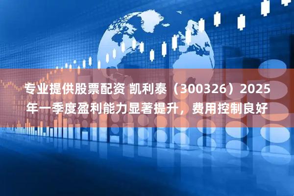专业提供股票配资 凯利泰（300326）2025年一季度盈利能力显著提升，费用控制良好