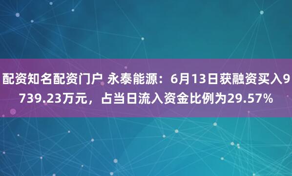 配资知名配资门户 永泰能源：6月13日获融资买入9739.23万元，占当日流入资金比例为29.57%